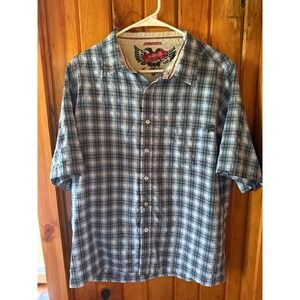 Billabong Blue Plaid Short Sleeve Button Up Shirt‎ Men's Streetwear Size Large